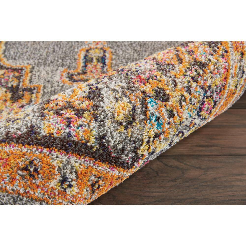 Nourison Passionate Gray and Orange Medallion Runner Rug