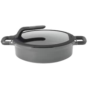 GEM Stay Cool 4.9 qt. Cast Aluminum Nonstick Saute Pan in Gray with Glass Lid