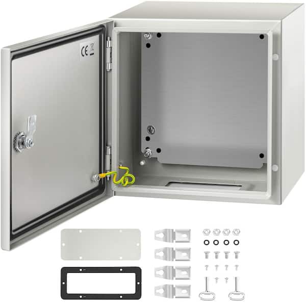 VEVOR Electrical Enclosure 12 in. x 12 in. x 8 in. NEMA 4X Carbon Steel Outdoor and Indoor Use Electrical Junction Box, Gray