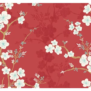 Nicolette Red Floral Trail Wallpaper