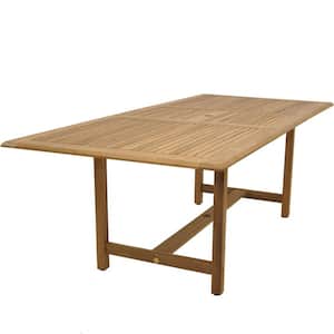 Amazonia Brown Rectangle Wood Outdoor Dining Table with Extension