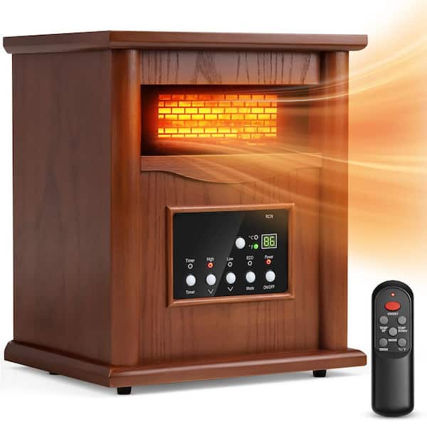 1500-Watt 14.76 in. Electric Brown Convection 4 quartz tubes Infrared Space Heater with 12 Hours Timer