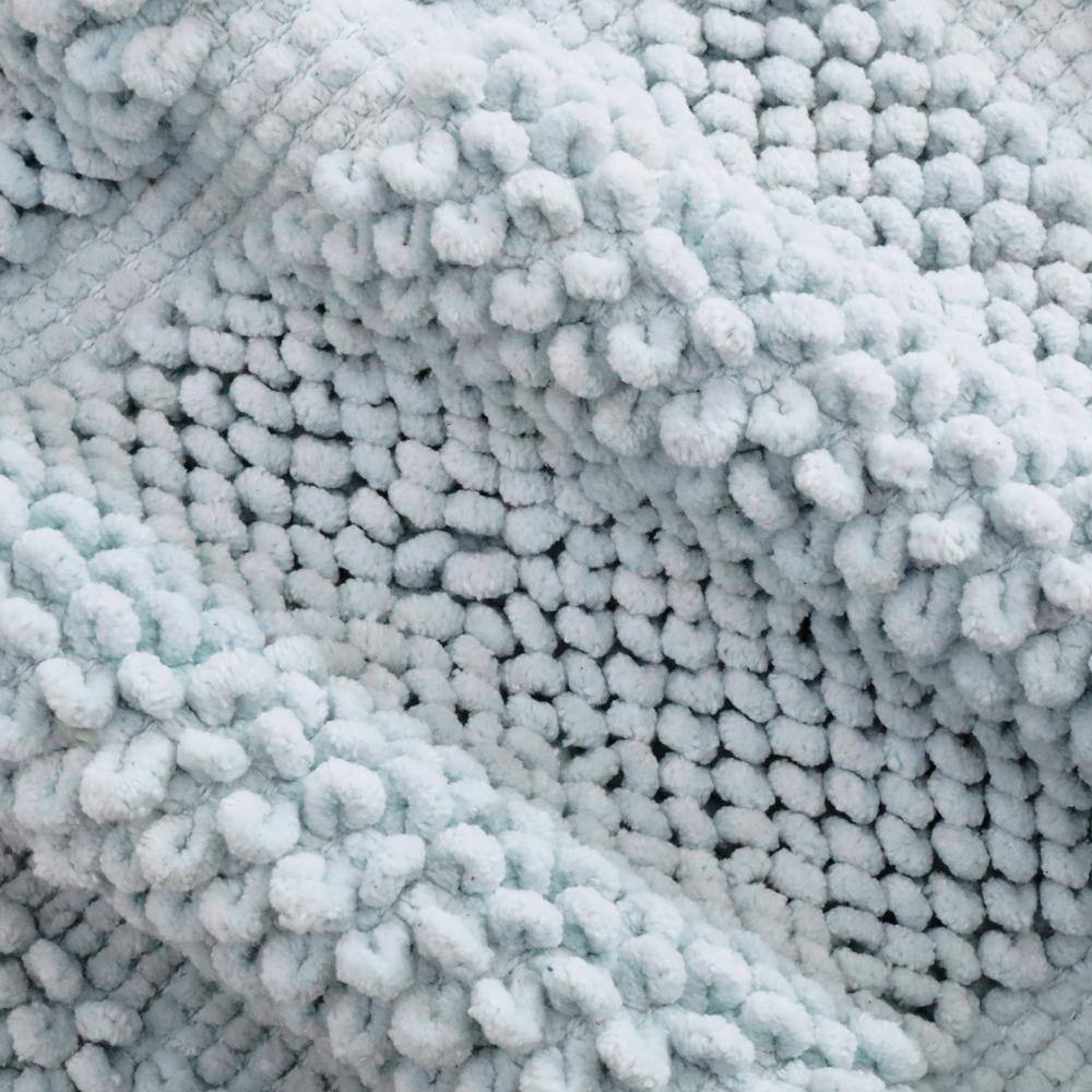 Pale Blue Cotton Chenille Non-Slip Bath Mat 17" x 24"
