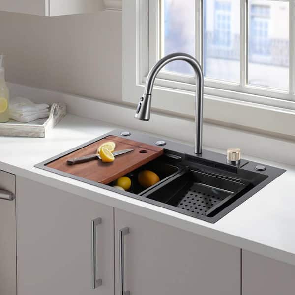 Home Basics Deluxe Over the Sink Steel Kitchen Station, Black, KITCHEN  ORGANIZATION