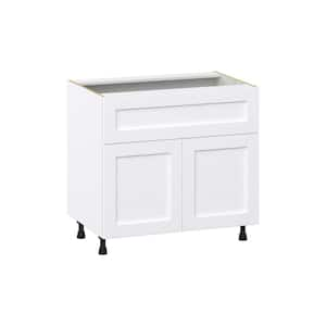 Mancos Bright White Shaker Assembled Base Kitchen Cabinet with 10 in. Drawer (36 in. W x 34.5 in. H x 24 in. D)