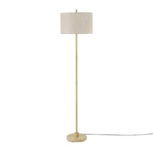 62 in. Light Faux Wood Floor Lamp with Jute Shade, On/Off Rotary Switch on Socket