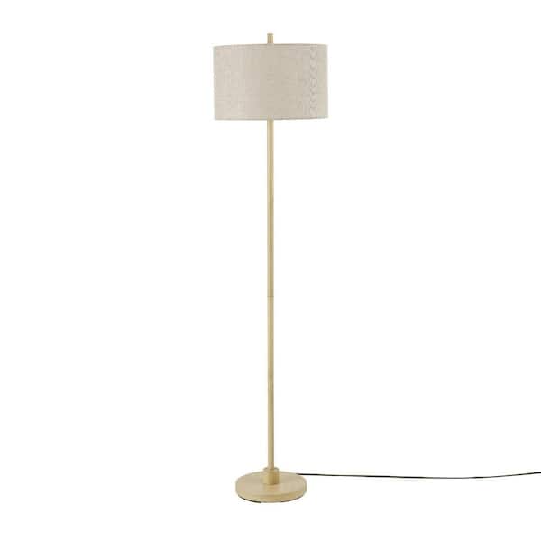Globe Electric 62 in. Light Faux Wood Floor Lamp with Jute Shade, On/Off Rotary Switch on Socket