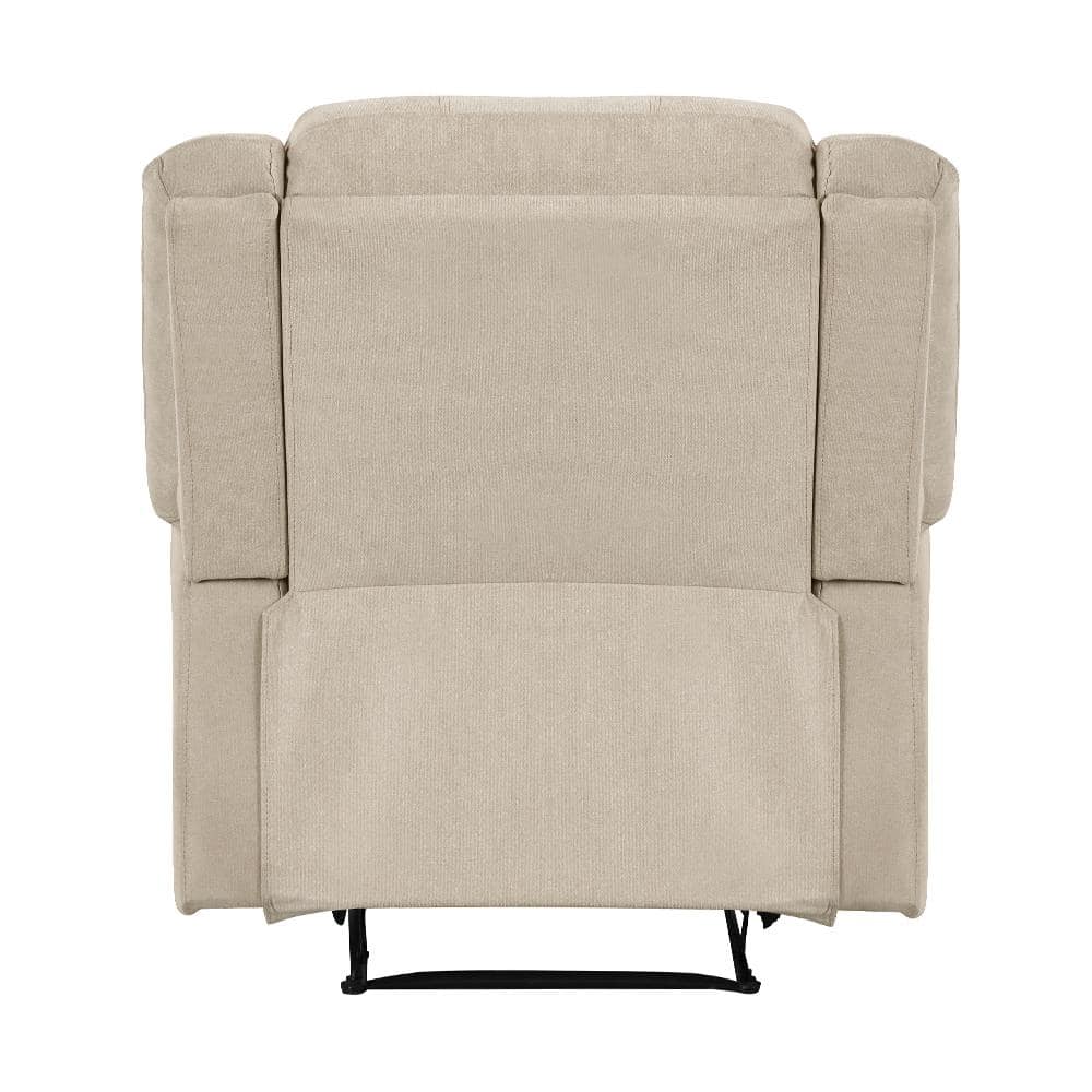Oatmeal Fabric Recliner with Pillow Top Arms