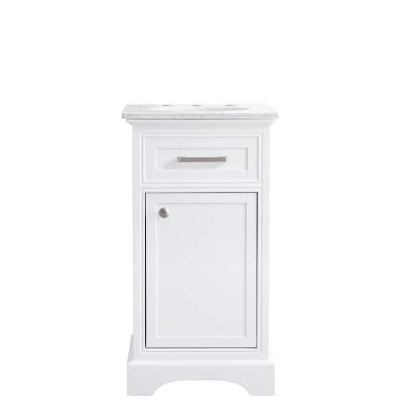 Unbranded Timeless Home 19 in. W x 19 in. D x 35 in. H Single Bathroom Vanity in White with White Marble Top and White Basin