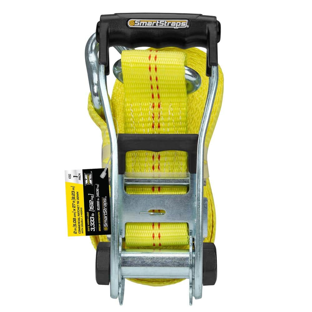 2 in. x 27 ft. Yellow Commercial RatchetX Tie Down Strap w/ Double J Hooks with 3,333 lb. Safe Work Load - 2 Pack price history on PriceWatchPro