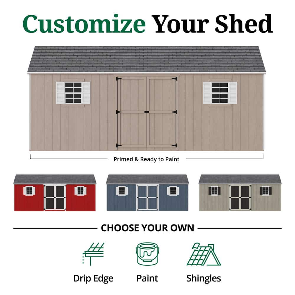 12' x 20' Dark Gray Wood Storage Shed Kit with Windows