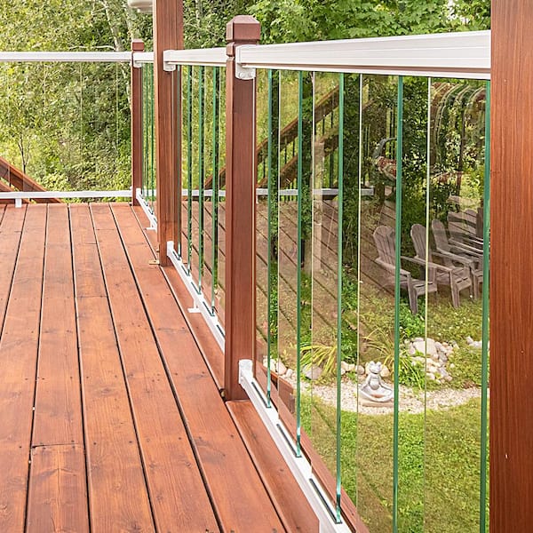 4 ft. White Aluminum Deck Railing Hand and Base Rail for 36 in. high system