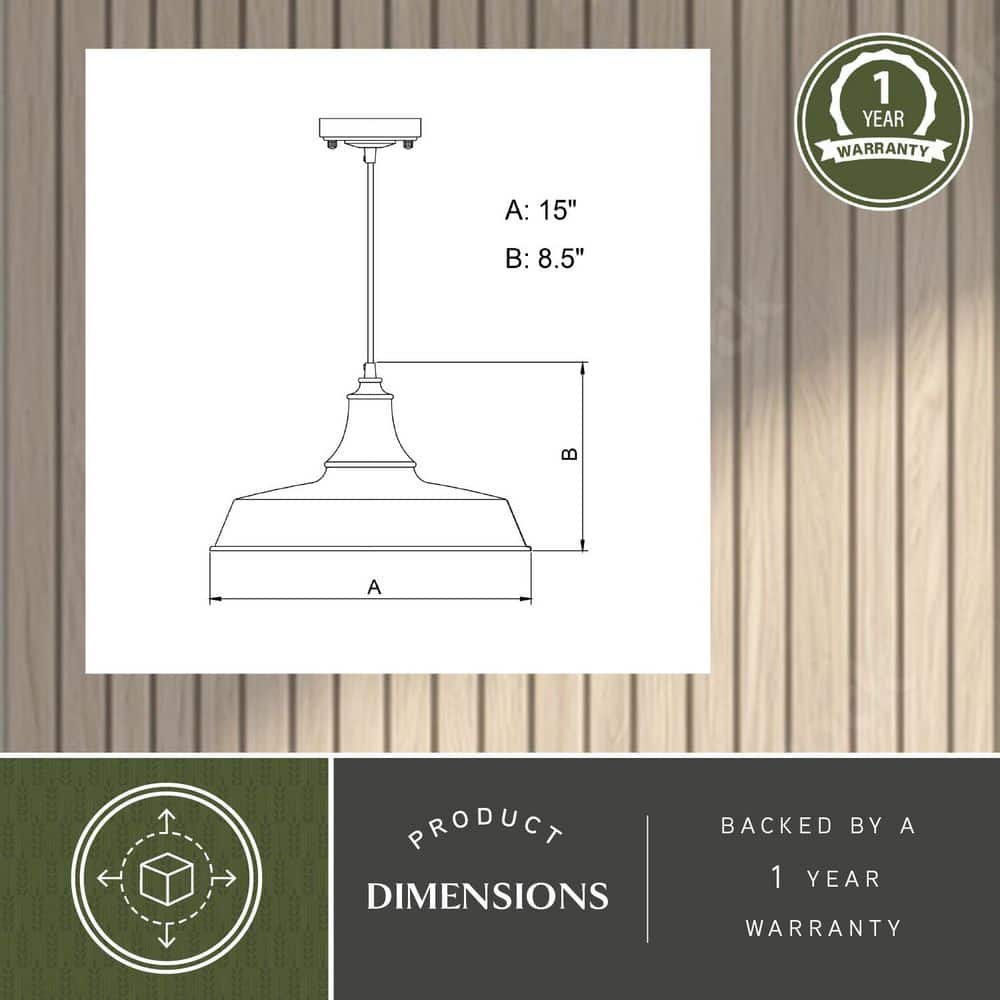 Dorado 15" Dark Bronze and Gold Farmhouse Pendant Light
