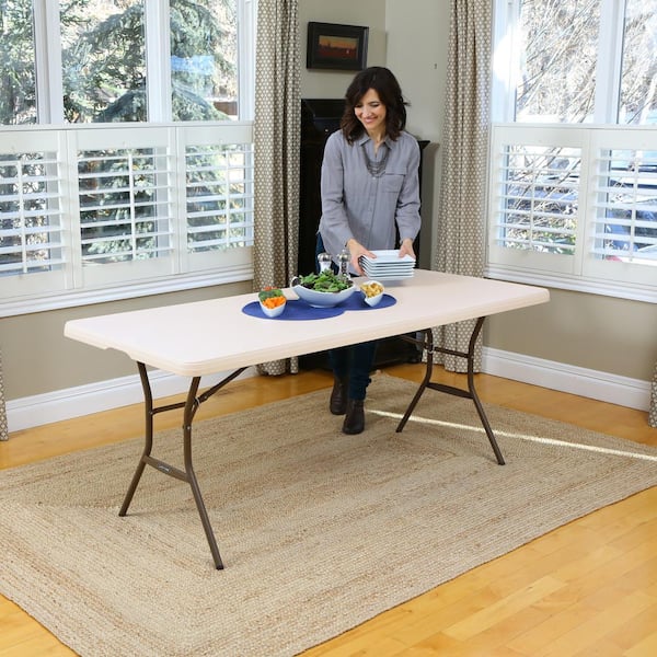 Lifetime 6 ft. Fold-in-Half Table: Almond 80454 - The Home Depot
