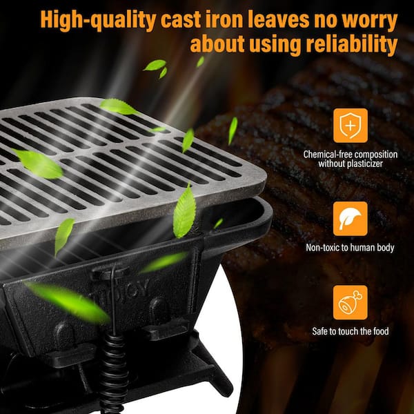 SKONYON Heavy-Duty Portable Cast Iron Charcoal Grill in Black SGFT88289 -  The Home Depot