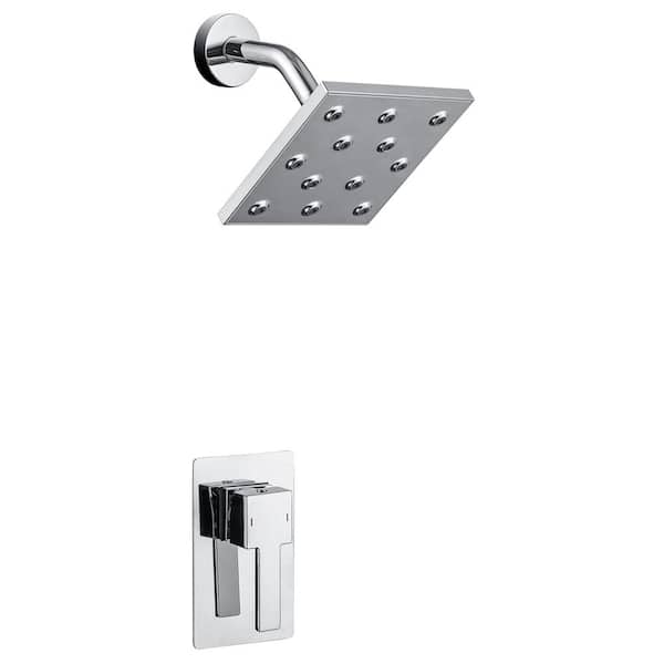 Unbranded Single Handle 1-Spray Shower Faucet, Wall Mount Plastic 6 in. Shower Head 1.5 GPM with Drip Free in. Chrome