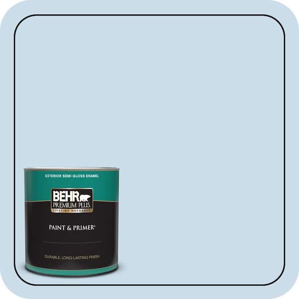 BEHR PREMIUM PLUS 1 qt. #560C-2 Caribbean Mist Semi-Gloss Enamel Exterior Paint & Primer