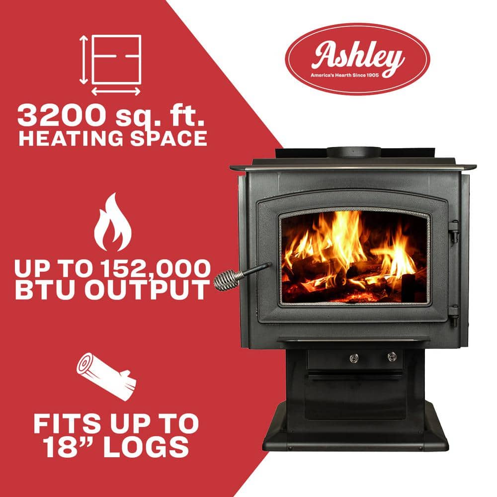 Ashley Hearth 3200 Sq Ft EPA Certified Large Pedestal Wood Stove with Blower
