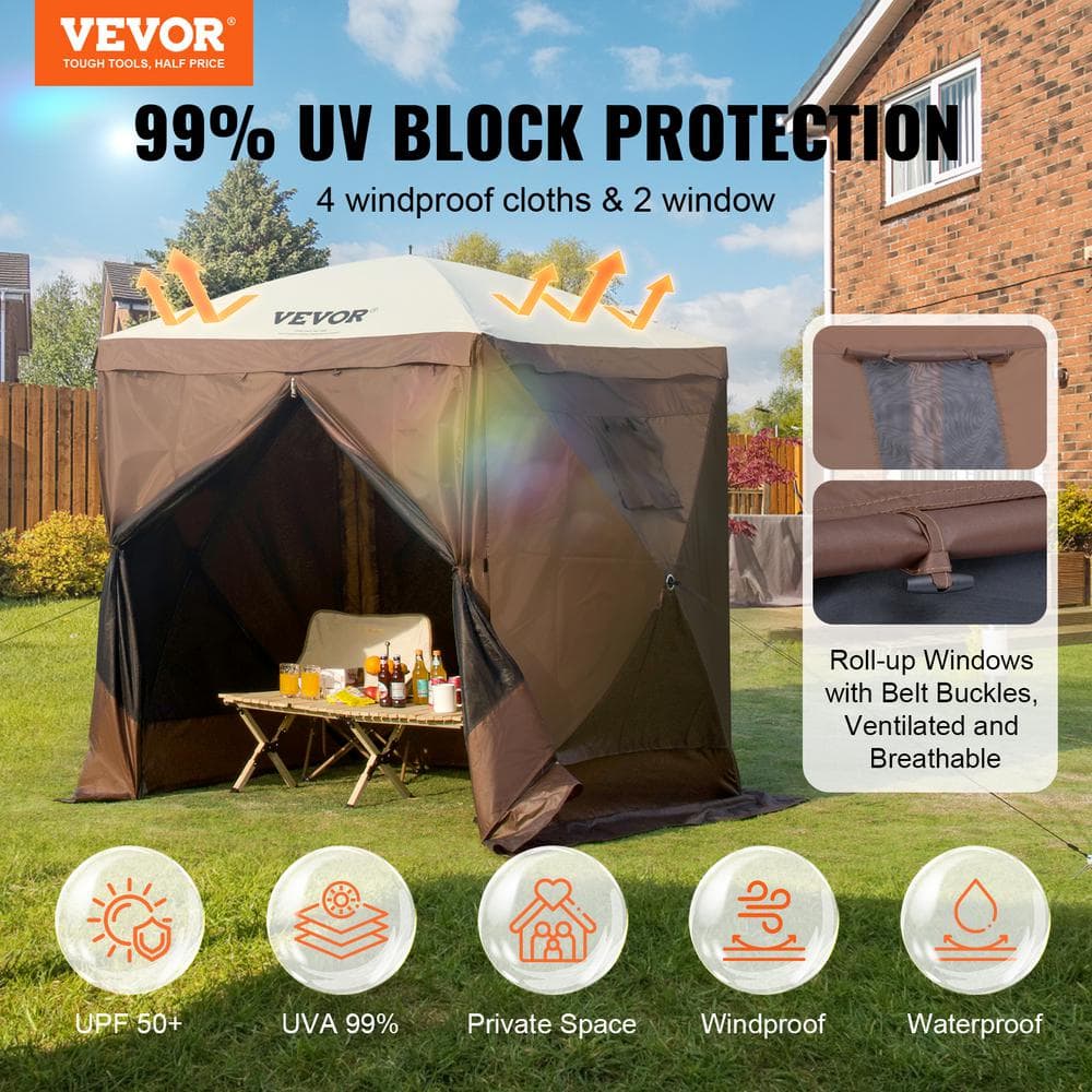 Brown 6 x 6 ft Pop-Up Gazebo Tent with Mesh Windows