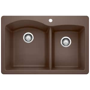 DIAMOND 33 in. Drop-In/Undermount 60/40 Double Bowl Cafe Granite Composite Kitchen Sink