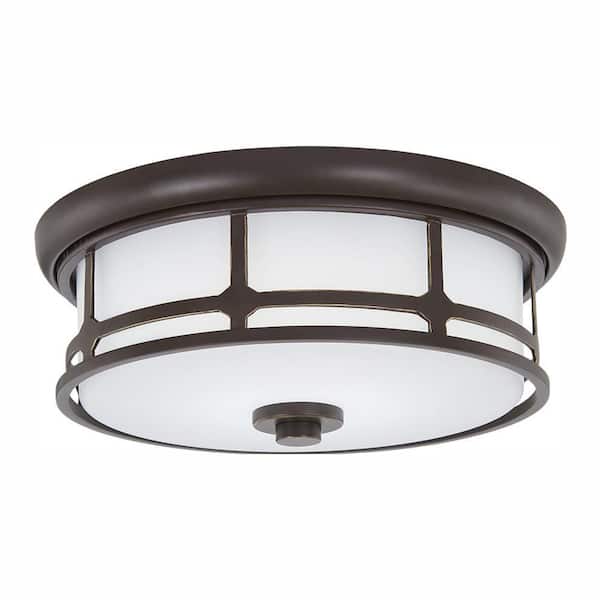 Home Decorators Collection Portland Court 14 in. Oil Rubbed Bronze LED Flush Mount Ceiling Light