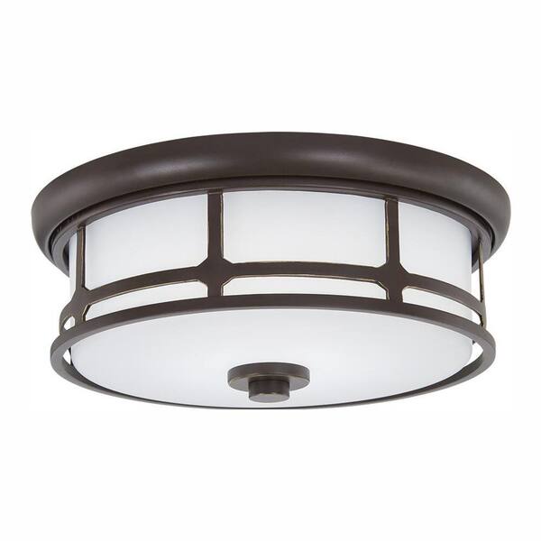 Home Decorators Collection Portland Court 14 In Oil Rubbed Bronze Led Flush Mount Ceiling Light 23954 - Home Depot Flush Mount Kitchen Ceiling Lights Uk