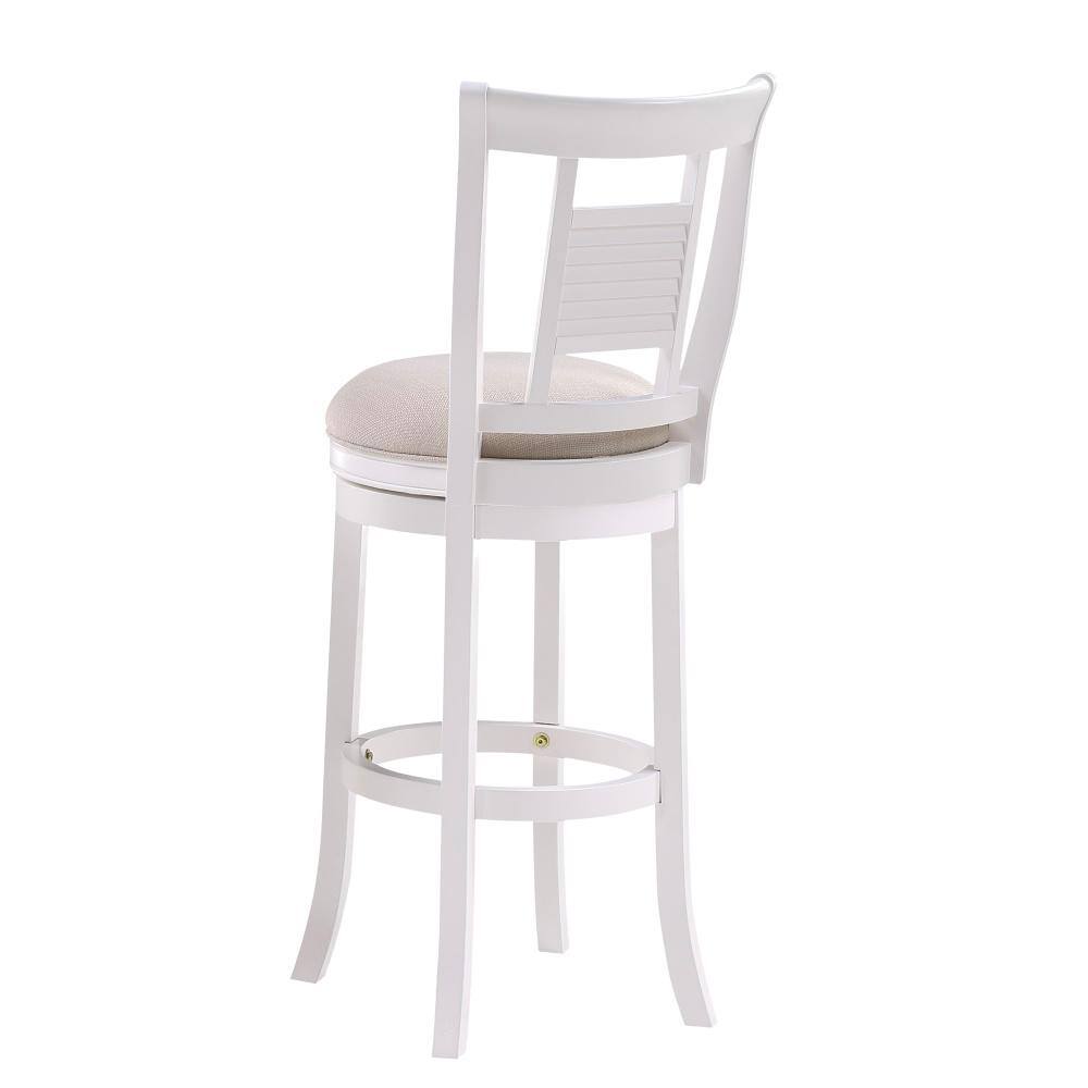 Grove White Solid Wood Swivel Bar Stool with Ivory Cushion