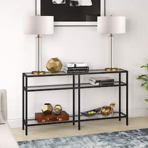 Sivil 55 in. Blackened Bronze Rectangular Glass Top Console Table