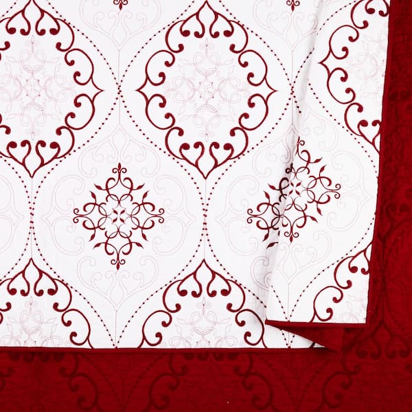 MODERN HEIRLOOM Chambers 3-Piece Red King Cotton Quilt Set