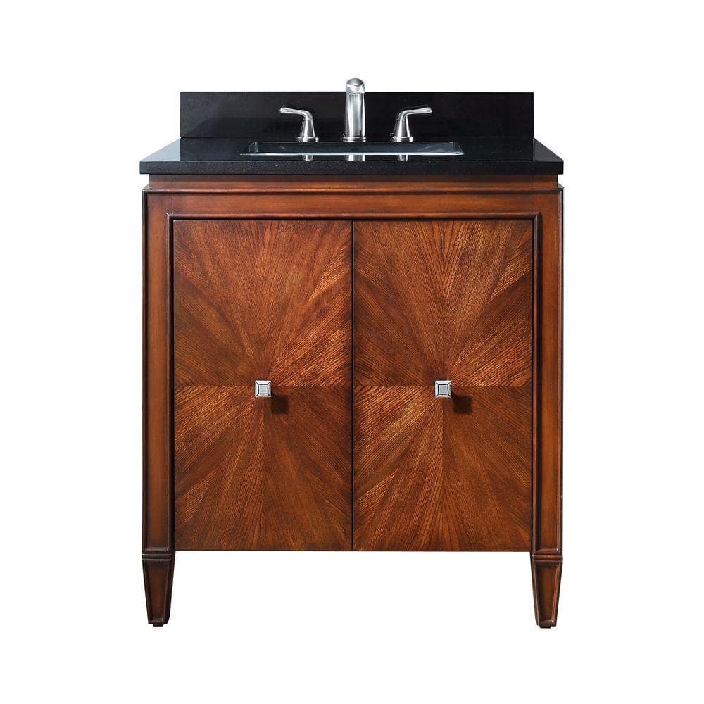 Avanity Brentwood 31 in. W x 22 in. D x 35 in. H Vanity in New Walnut with Granite Vanity Top in Black and White Basin -  BRENTWOODVS31-A