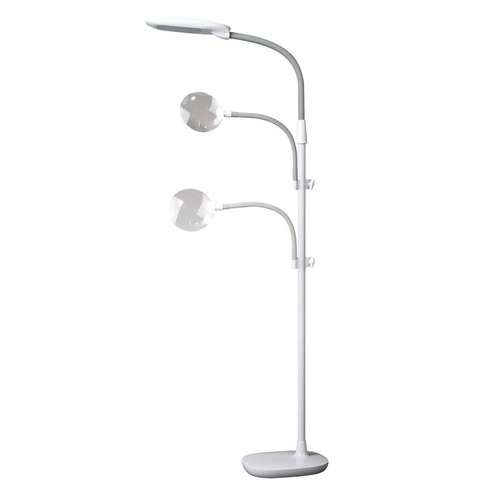 ClearSun White LED Floor Lamp with Adjustable Magnifier - 22.5"