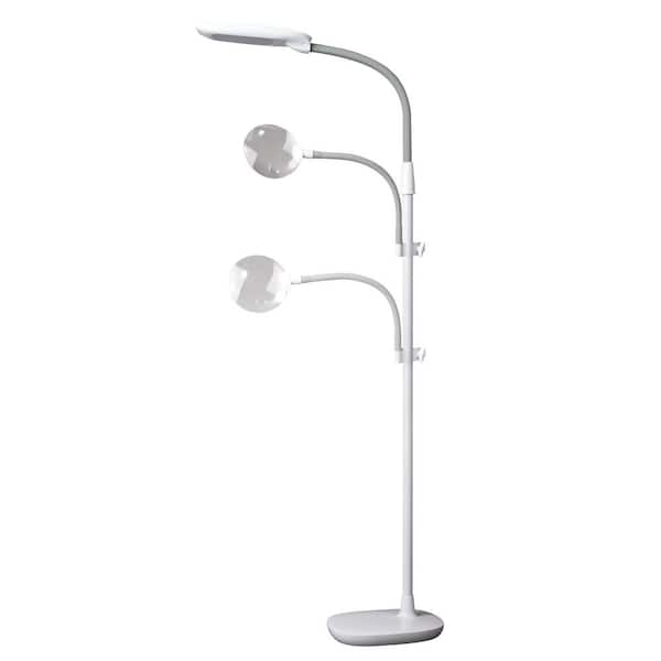 White Dimmable Led Floor Lamp, Ottlite Dimmable Led Craft Floor Lamp With Magnifier