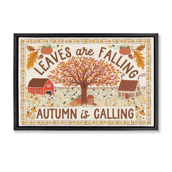 Stupell Industries Leaves Are Falling Scene by Laura Marshall Black Floater Frame Graphic Nature Art Print 17 in. x 25 in.
