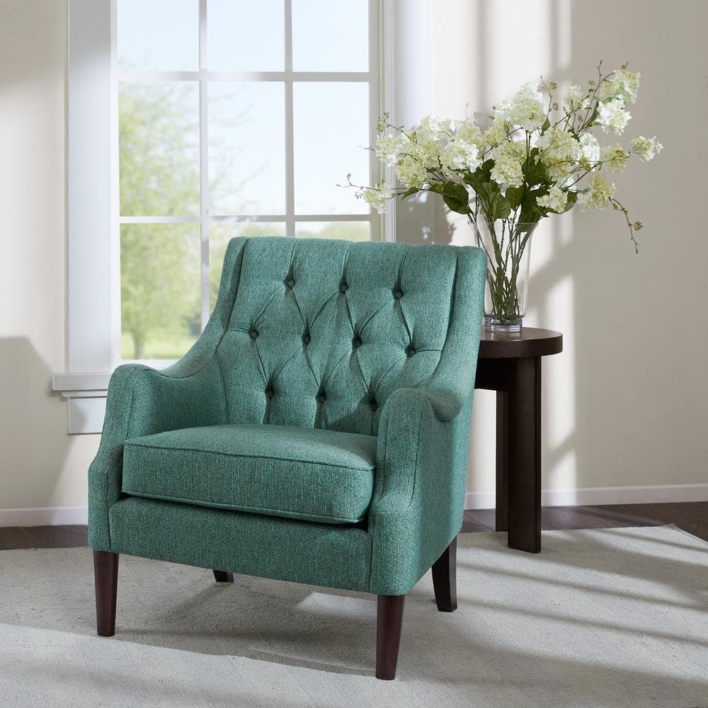 Teal Handcrafted Solid Wood Accent Chair