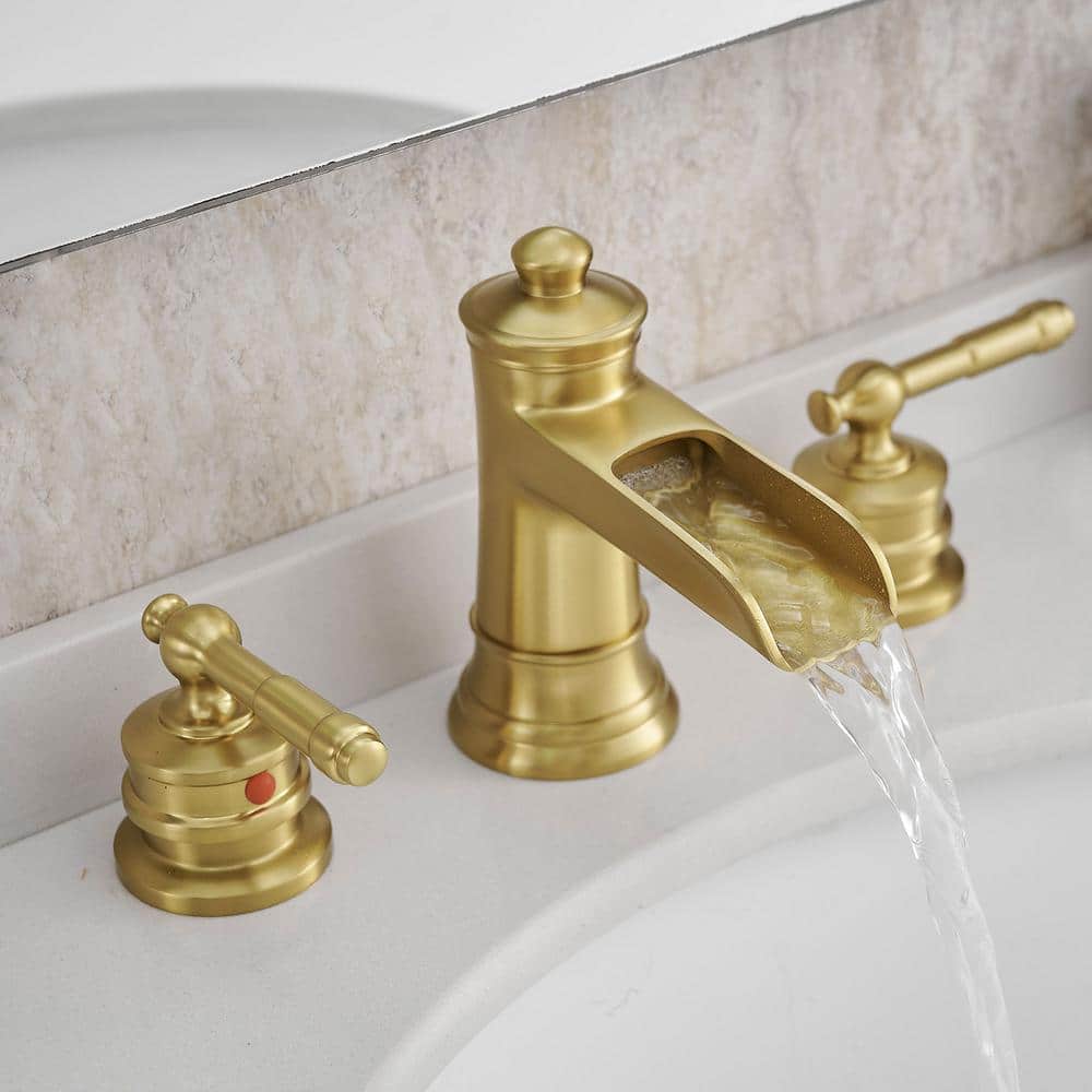 Brushed Gold 8-Inch Widespread Double Handle Bathroom Faucet