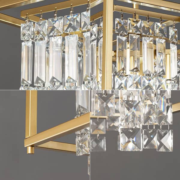 ZHLWIN Home Lighting 60W 4-Light Gold Crystal Square Farmhouse