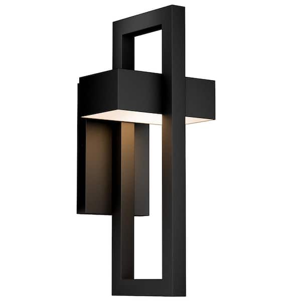 LamQee 16.5 in. Black LED Outdoor Hardwired Wall Lantern Scone