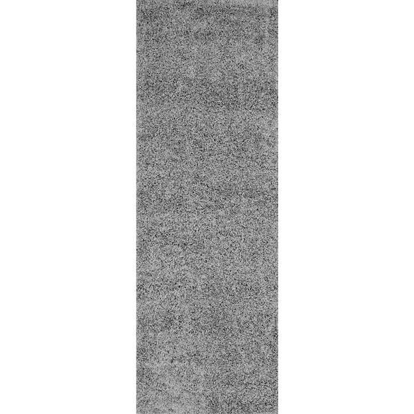 nuLOOM Marleen Plush Shag Gray 3 ft. x 8 ft. Contemporary Runner Rug