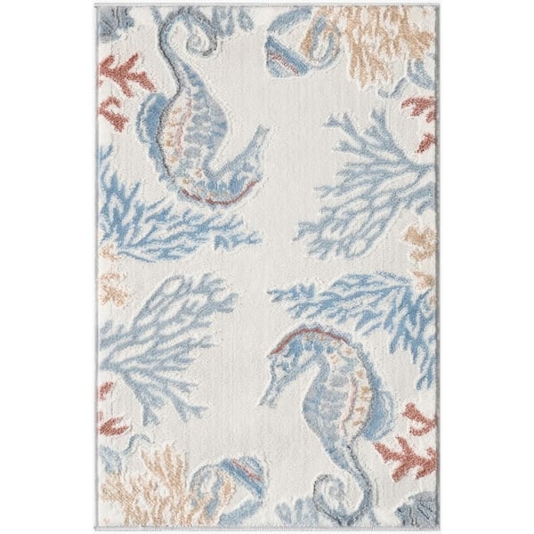 Pompeii Ivory Multicolor 2 ft. x 3 ft. Nature-Inspired Contemporary Area Rug