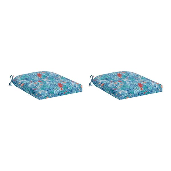 Hampton Bay 20 in. W x 20 in. D Universal Outdoor Seat Pad in Garden Floral (Set of 2)
