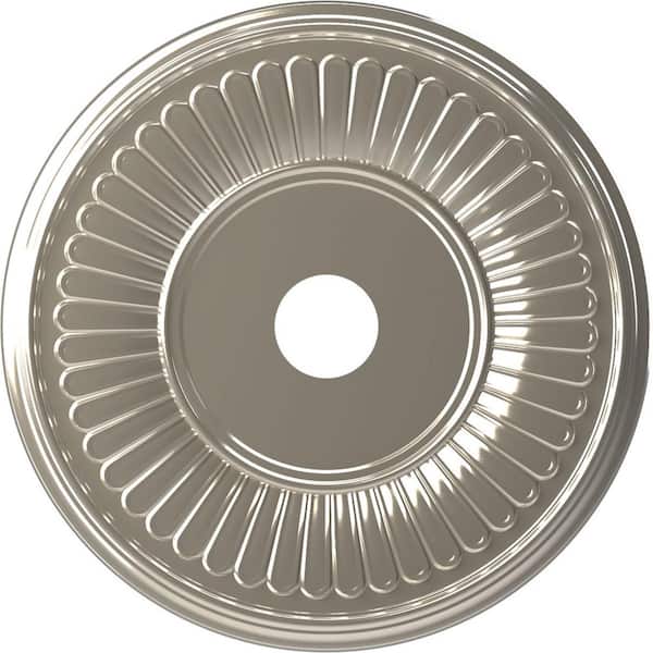 Ekena Millwork 1 in. x 22 in. O.D. x 3-1/2 in. P PVC Ceiling Medallion Fits Canopies Upto 10-1/8 in. Bright Coat Chrome