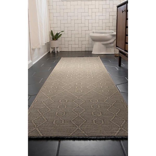 Alma Brown 2 ft. x 8 ft. Geometric Machine Washable Indoor Runner Rug