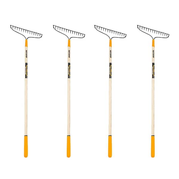 3.1 in 16-Tine Welded Bow Rake with Cushion End Grip on Hardwood Handle (4 Pack)
