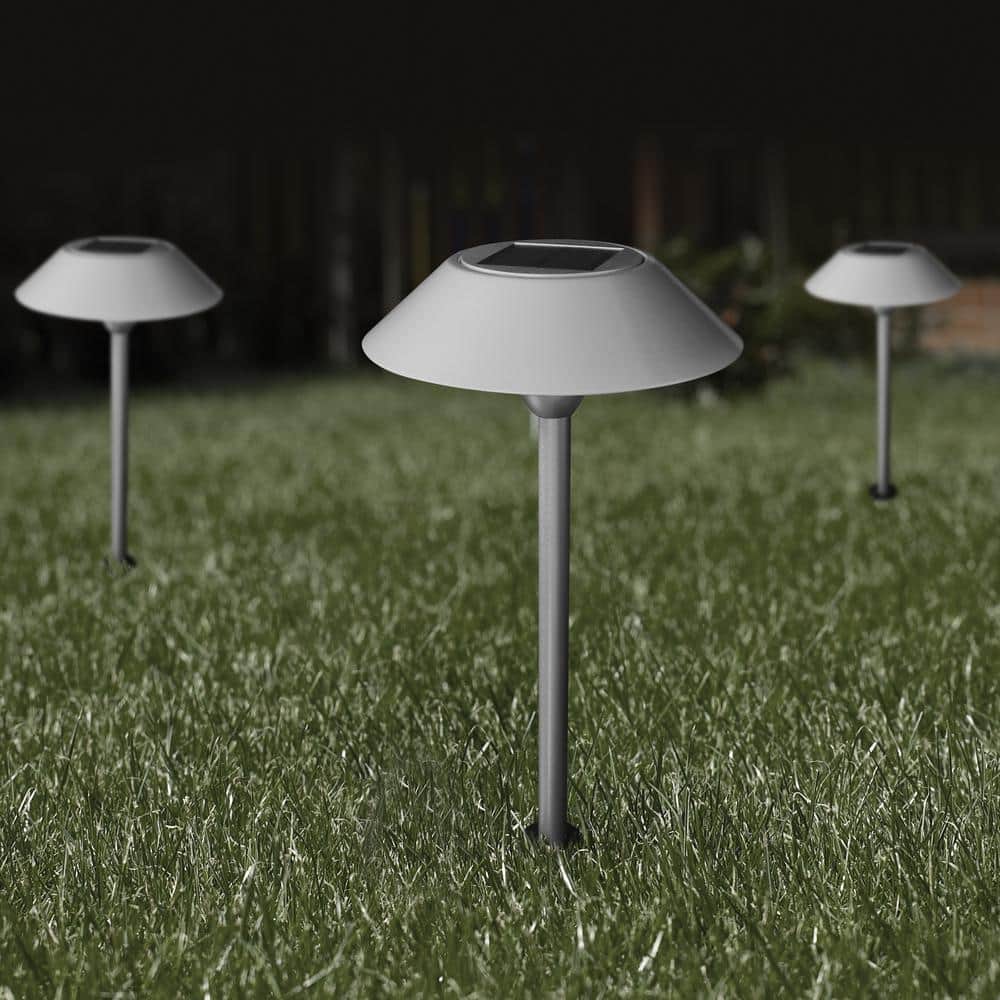 Feit Brushed Nickel Solar Powered LED Pathway Light with Dusk to Dawn