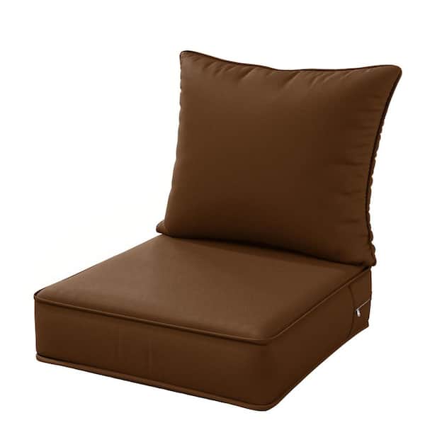 WNP 19 in. x 19 in. x 4 in. Square Outdoor Deep Seating Cushion Set Seat and Back Cushion for Lounge Chair Chocolate