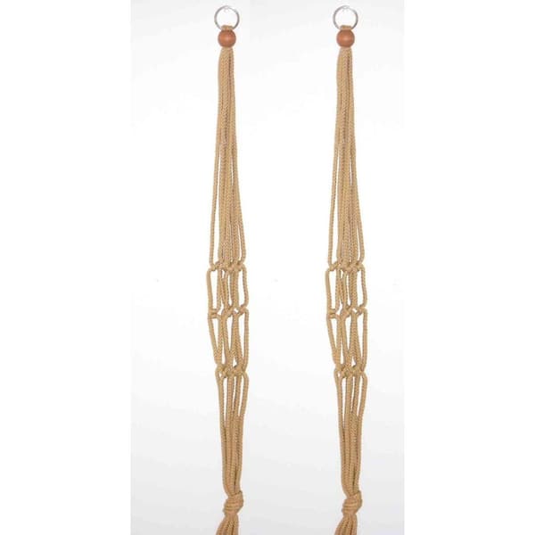 Primitive Planters 30 in. Polypropylene Tan Macrame Plant Hangers (2-Pack)