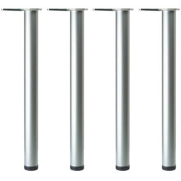 Richelieu Hardware (4-Pack) 27 1/2 in. (700 mm) Brushed Nickel Metal Round Table Leg with Leveling Glide