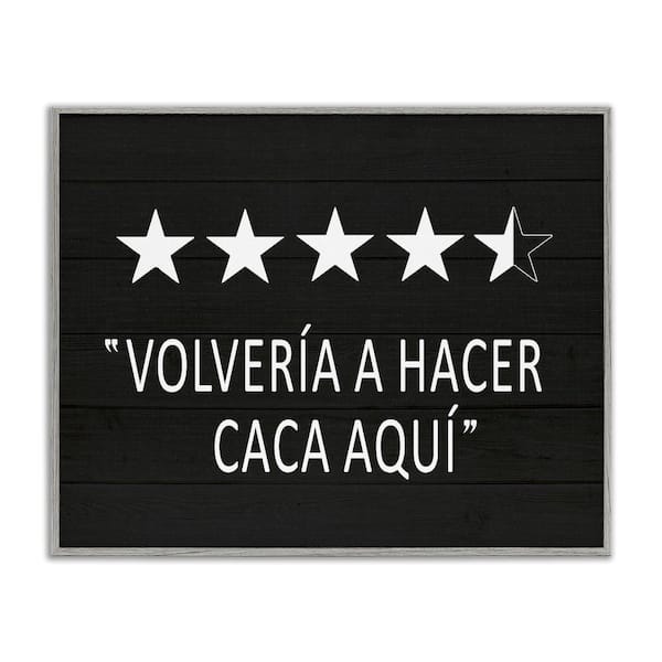 Stupell Industries Funny Bathroom Rating by Lettered and Lined Gray Framed Typography Giclee Art Print 11 in. x 14 in.