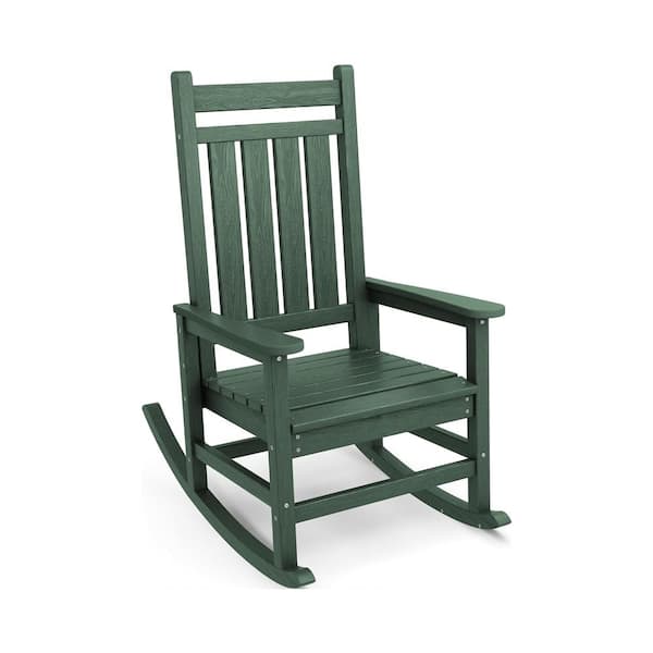ITOPFOX Green Plastic Outdoor Rocking Chair