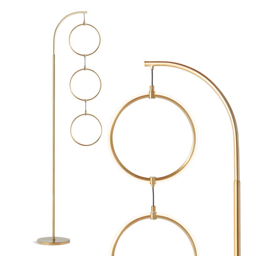 Brass Arc LED Floor Lamp with 3-Way Touch Switch